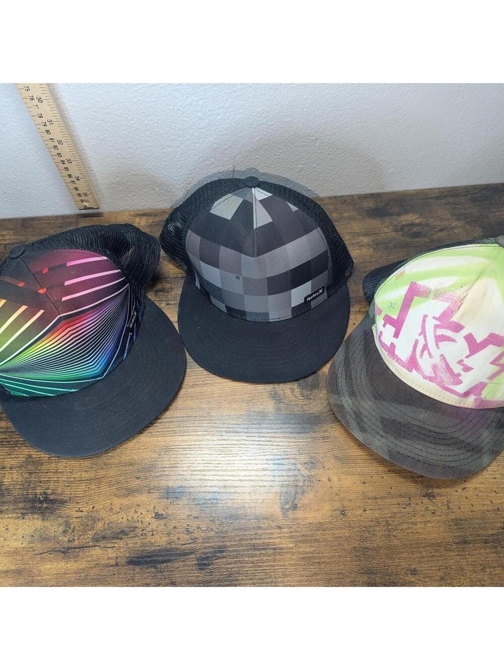 3 Hat Bundle Hurley Trucker Snapback Mesh Surf Skate Hats